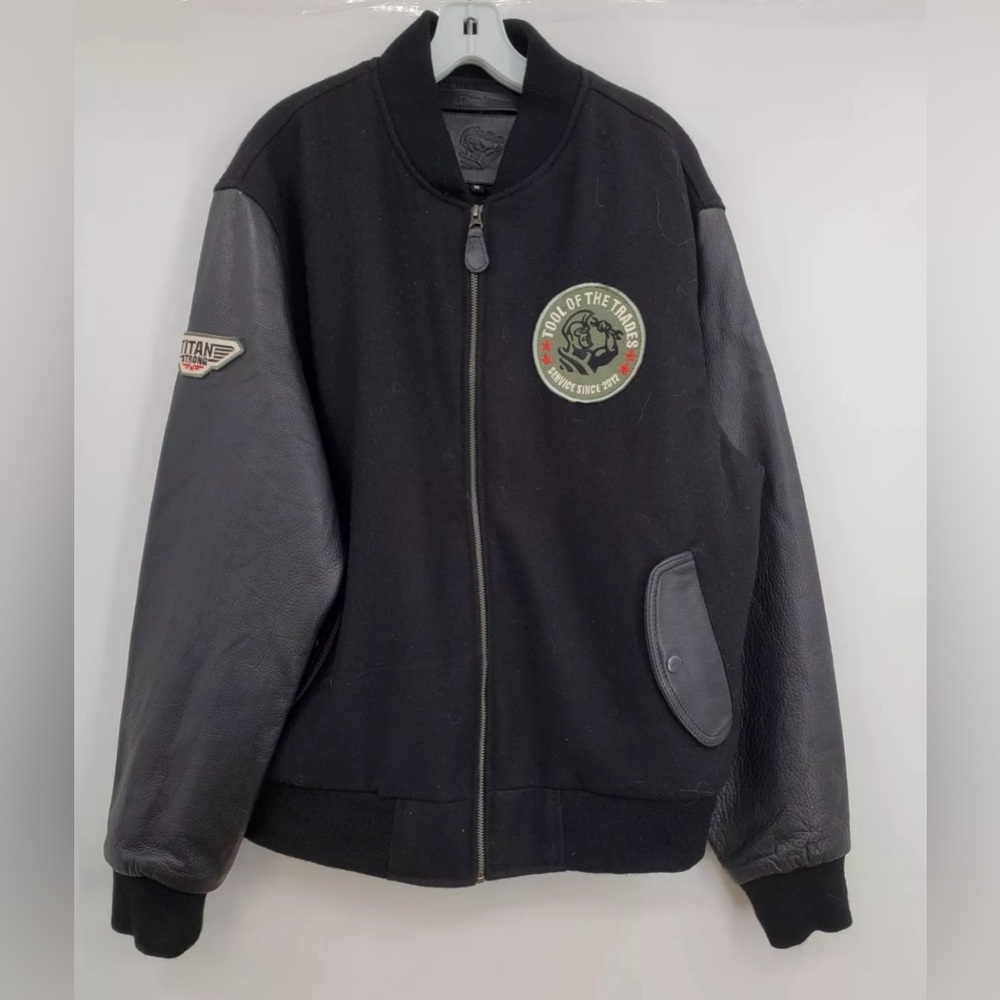 Titan Strong Men's Black Tool Of The Trade Full-Zip Bomber Jacket Size Medium